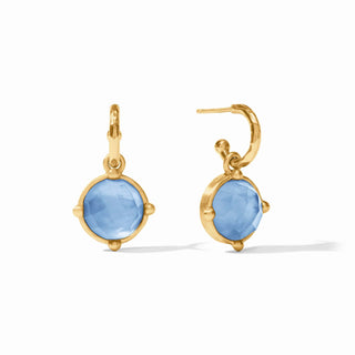 Honeybee Hoop & Charm Earring - Iridescent Chalcedony Blue