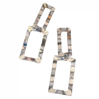 Double Rectangle Earrings - Burnished Silver