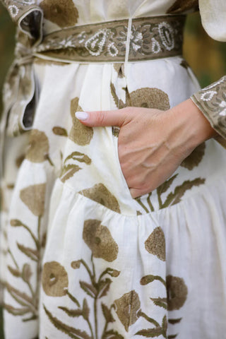 Mykonos Mini Dress - Khaki Flower