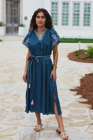 Bri Dress - Embroidery in Stargazer Blue
