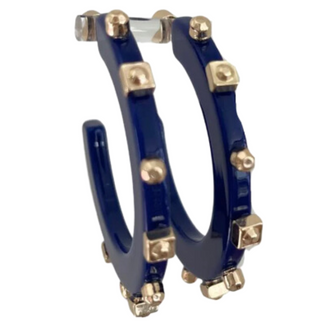 Large Solid Jewel Hoop  - Navy