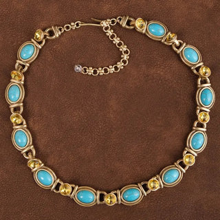 Vintage-Inspired Turquoise and Yellow Gem Necklace
