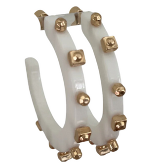 Large Solid Jewel Hoop  - White