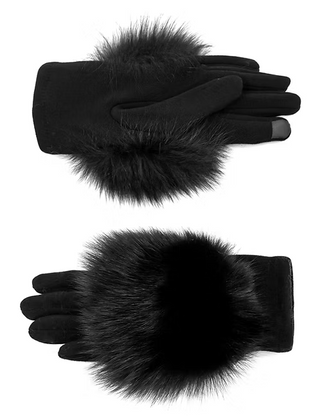 Knit Gloves Fox Trim