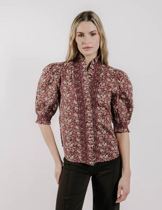 Zuri Short Sleeve Top - Pippa's Symphony Red Liberty