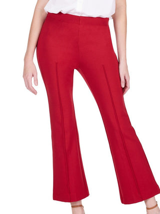 Front Seaming Ponte Bell Leg Ankle Pant - Wine