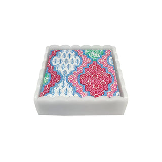 Provencal Pink/White Scalloped Cocktail Napkin Box Set