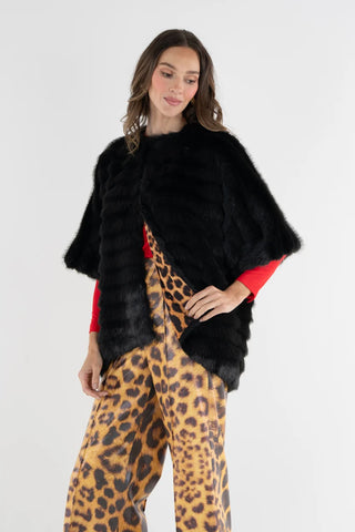 Coco Cape Faux Fur - Black Tie