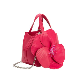 Monroe Flower Top Handle Bag - Fuchsia