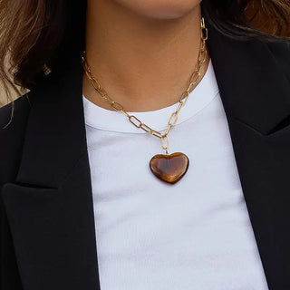 Rouelle 18K Gold Heart Brown Necklace