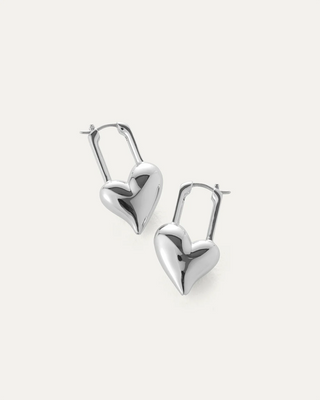 Padlock Heart Earrings - High Polish Silver