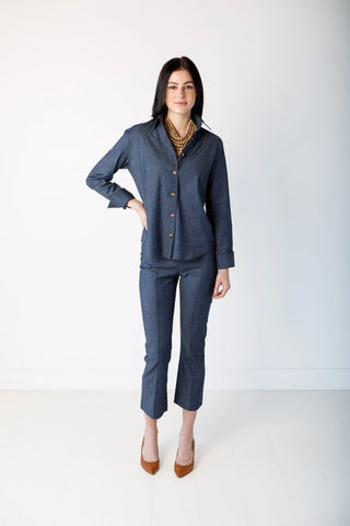 Liz Top Stretch Denim - Blue