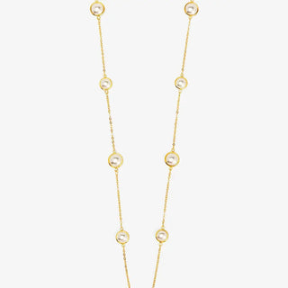 Half Pearl and Chain Magnet Long Necklace
