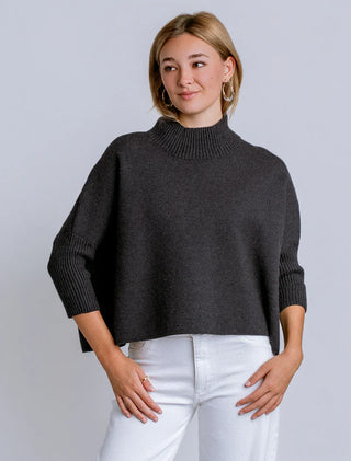 Aja Sweater Top - Charcoal