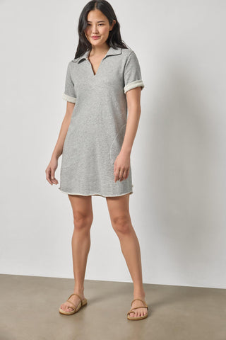 Raw Hem Terry Dress - Heather Grey