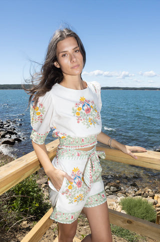 Liana Puff Sleeve Top - Dune Garden