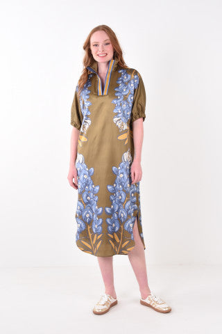 Poppy Caftan - Bluebonnet Textured Silk