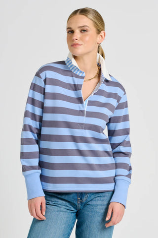 Rugby Sweatshirt - Double Blue Stripe