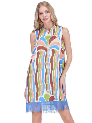 Fringe Hem Sheath Dress - Harvest Brush