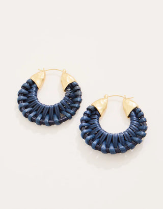 Wicker Hoop Earrings Dark Blue