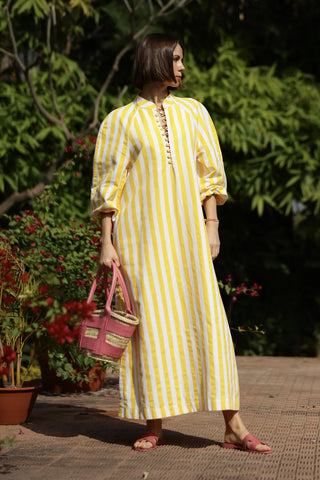 Positano Kaftan - Yellow Cabana Stripe