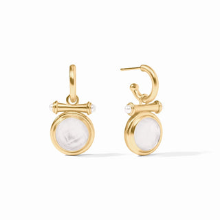 Bamboo Hoop & Charm Earring - Iridescent Clear Crystal