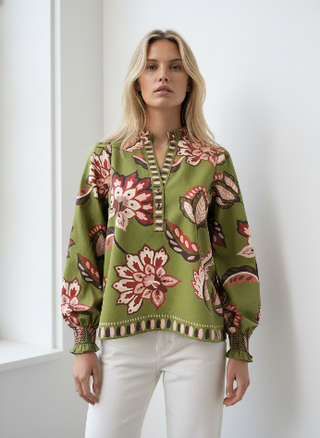 Ashley Top - Olive Florals