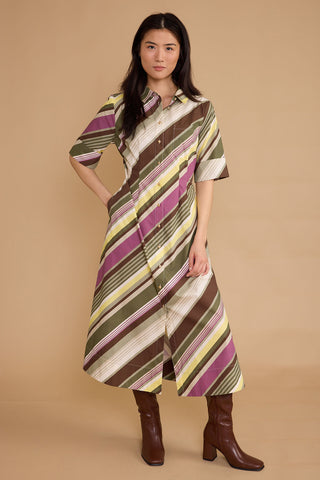 Justine Dress - Vineyard Stripe