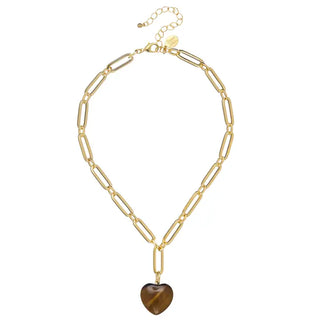 Monroe Heart Necklace - Tiger's Eye
