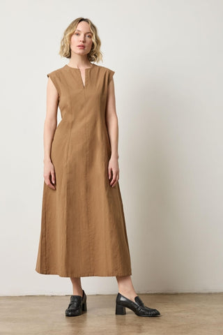 Twill Princess Seam Maxi Dress - Pecan
