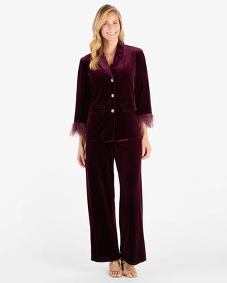 Essie Stretch Velvet Blazer - Merlot/Feathers