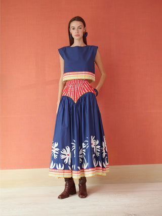 Arched Skirt - Painters Garden Navy