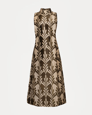 Carlyle Maxi Dress Royal Palm - Oyster/Olive