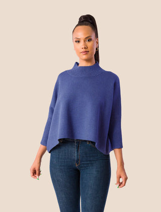 Aja Sweater Top - Blue Melange