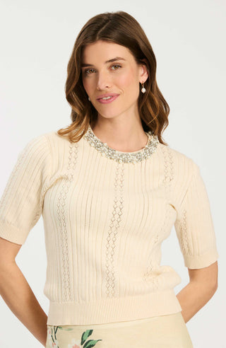 Drew Embellished Pointelle - Cloud