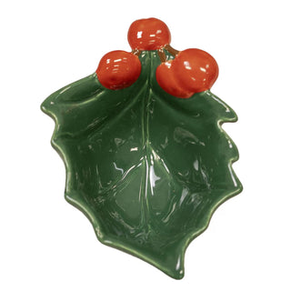 Holly Leaf Tidbit Bowl - Green/Red