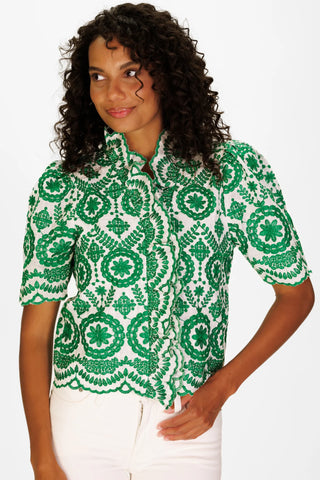 Merryn Top - Emerald Vine Embroidery