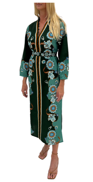 Riley Caftan - Teal Floral