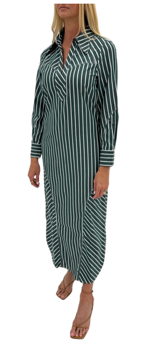 Drew Midi - Hunter Poplin Stripe