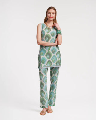 Robbie Top - Graphic Leaf Print Blue/Green Multi