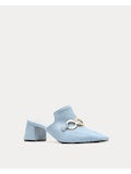 Natty Mule with Heel - Haircalf Light Blue