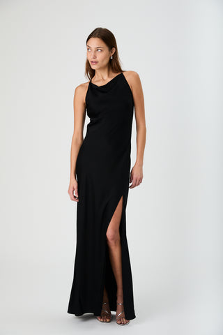 Ennis Cowl Neck Maxi Dress - Black