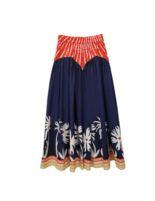 Arched Skirt - Painters Garden Navy