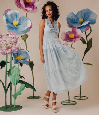 Eloise Dress  L2503-6204 - Blue/White