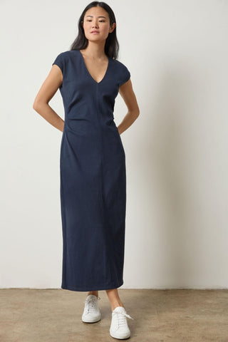 Side Tuck Maxi Dress - Navy