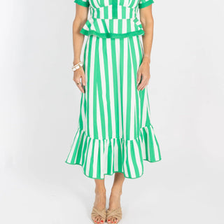 Addie Skirt  - Green Stripe
