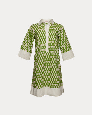 Tracey Mini Dress Loop Print - Green/Oyster