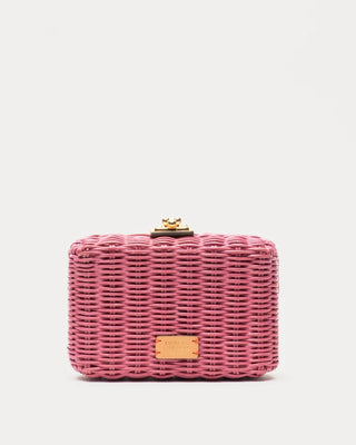 Paige Clutch Wicker with Metal Chain Handle - Pink