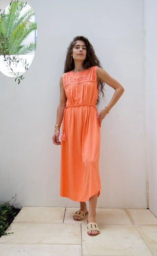 Amy Dress - Embroidery Coral Rose