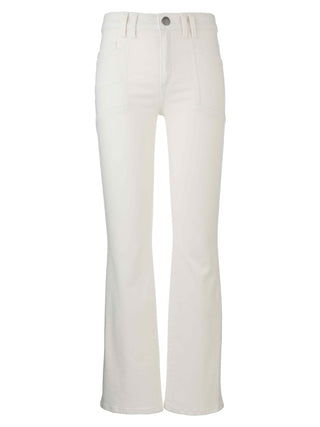 Kelsey High Rise Ankle Flare Front Pockets Inset - Cream